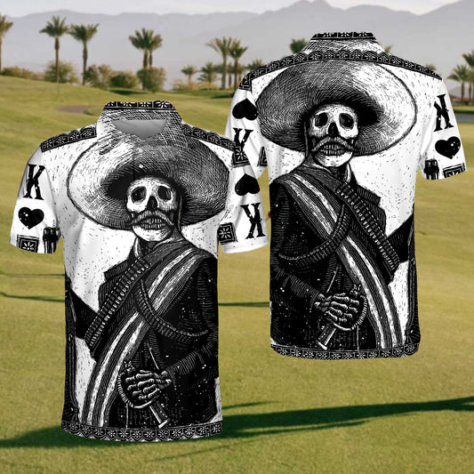 Mens Poker Skull Polo Shirt