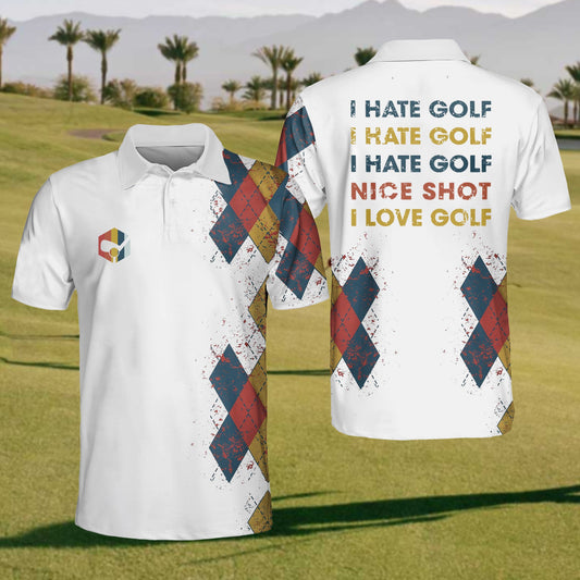 Men's I Hate Golf Nice Shoot Polo Shirt