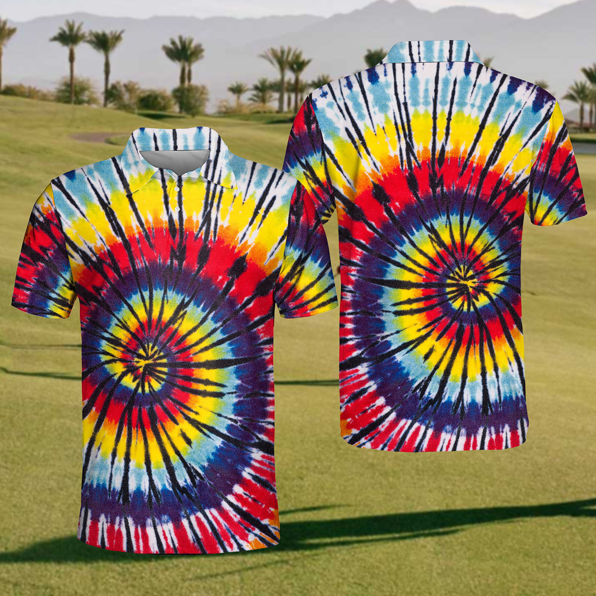 2024 Mens Tie Dye Polo Shirt