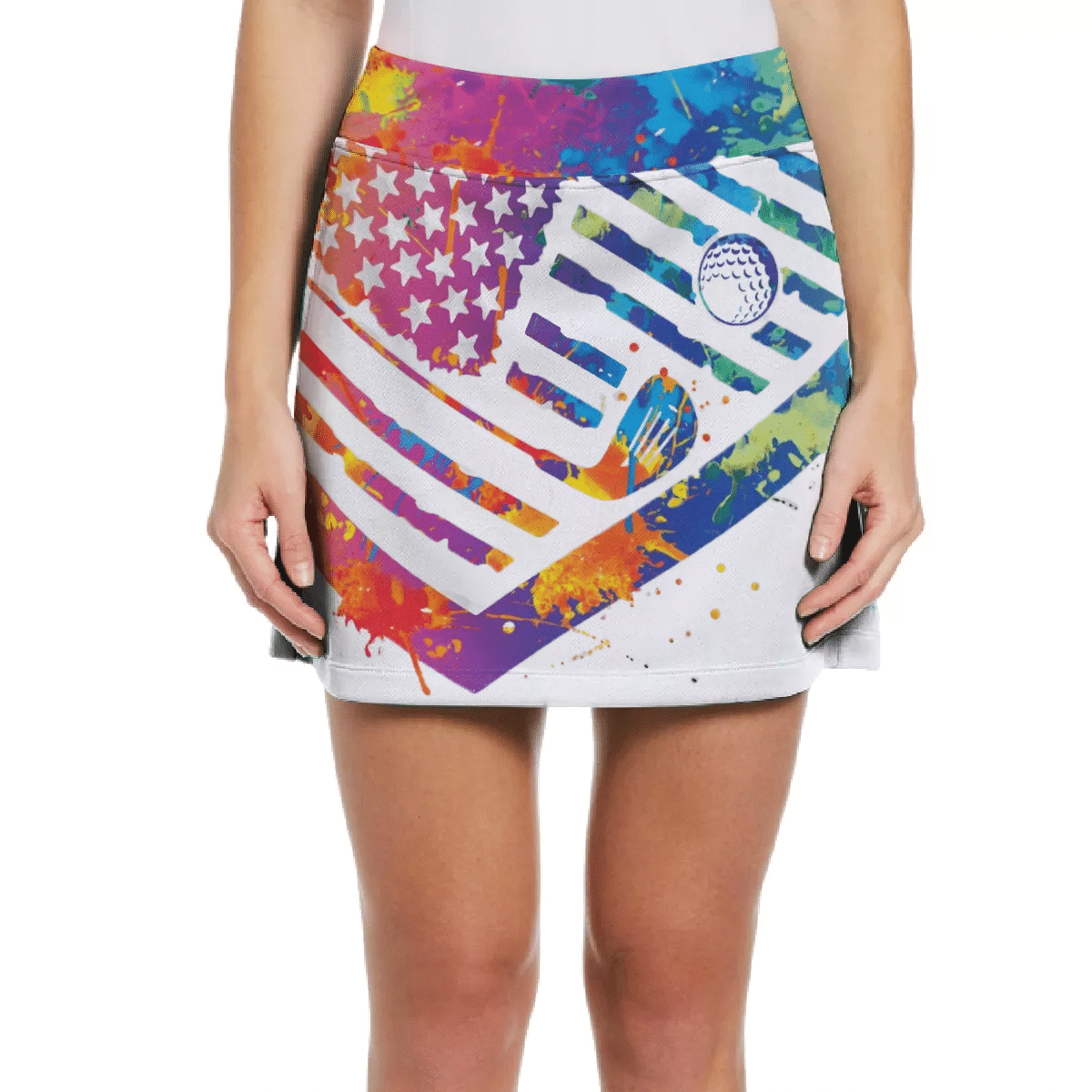 Watercolor America Flag Swing Swear Repeat Women's Golf Skirts