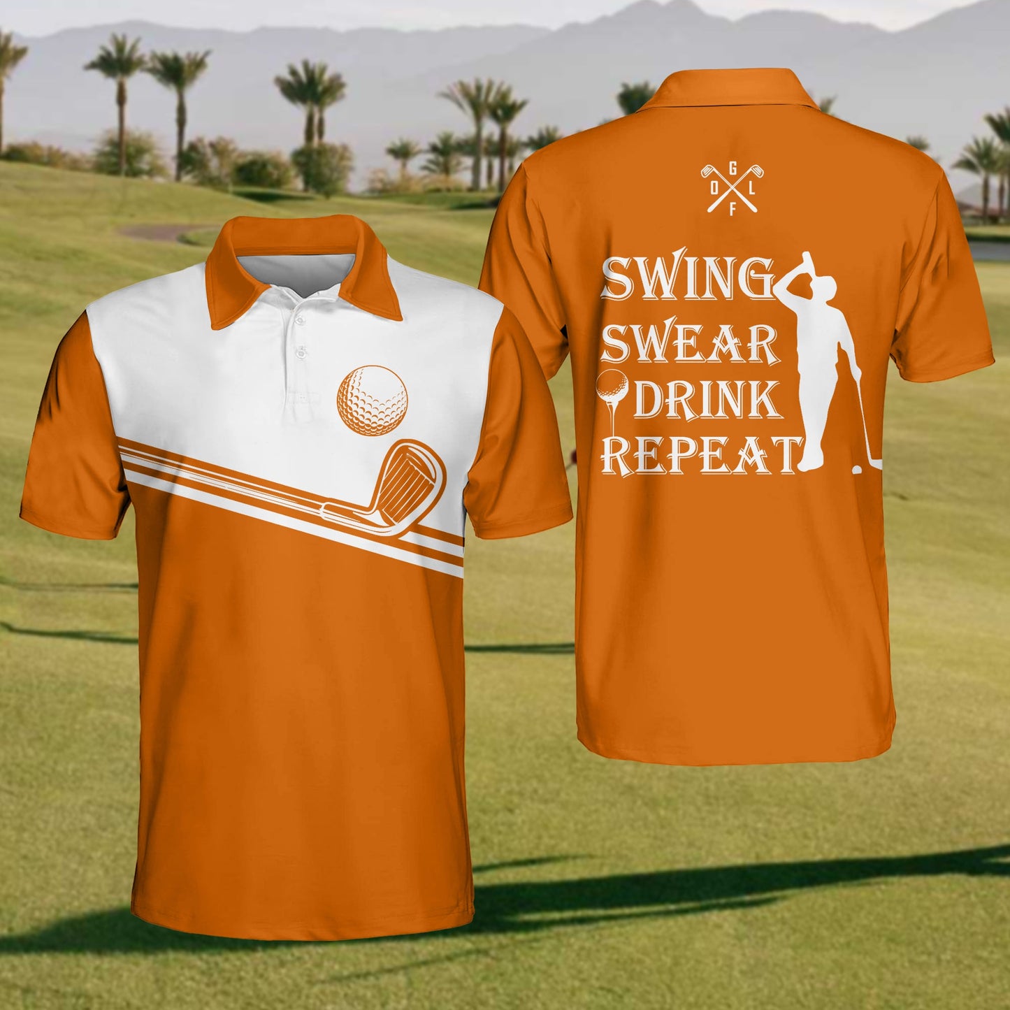 Men's Swing Swear Drink Repeat Polo Shirt