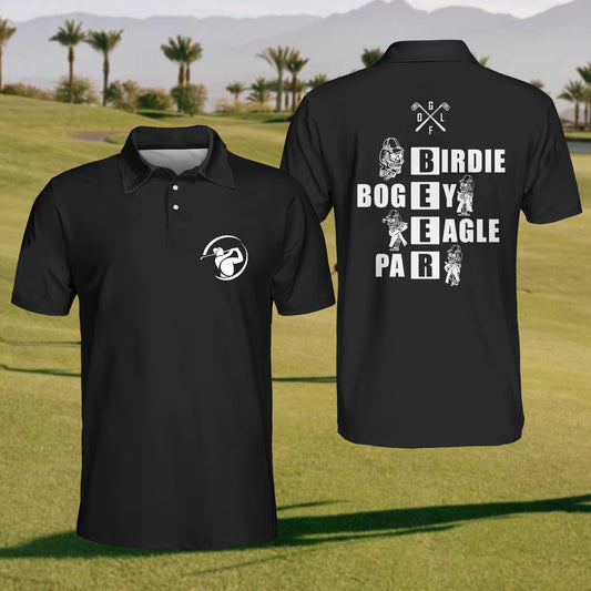 Men'S Beer Birdie Bogey Eagle Par Golf Skeleton Polo Shirt