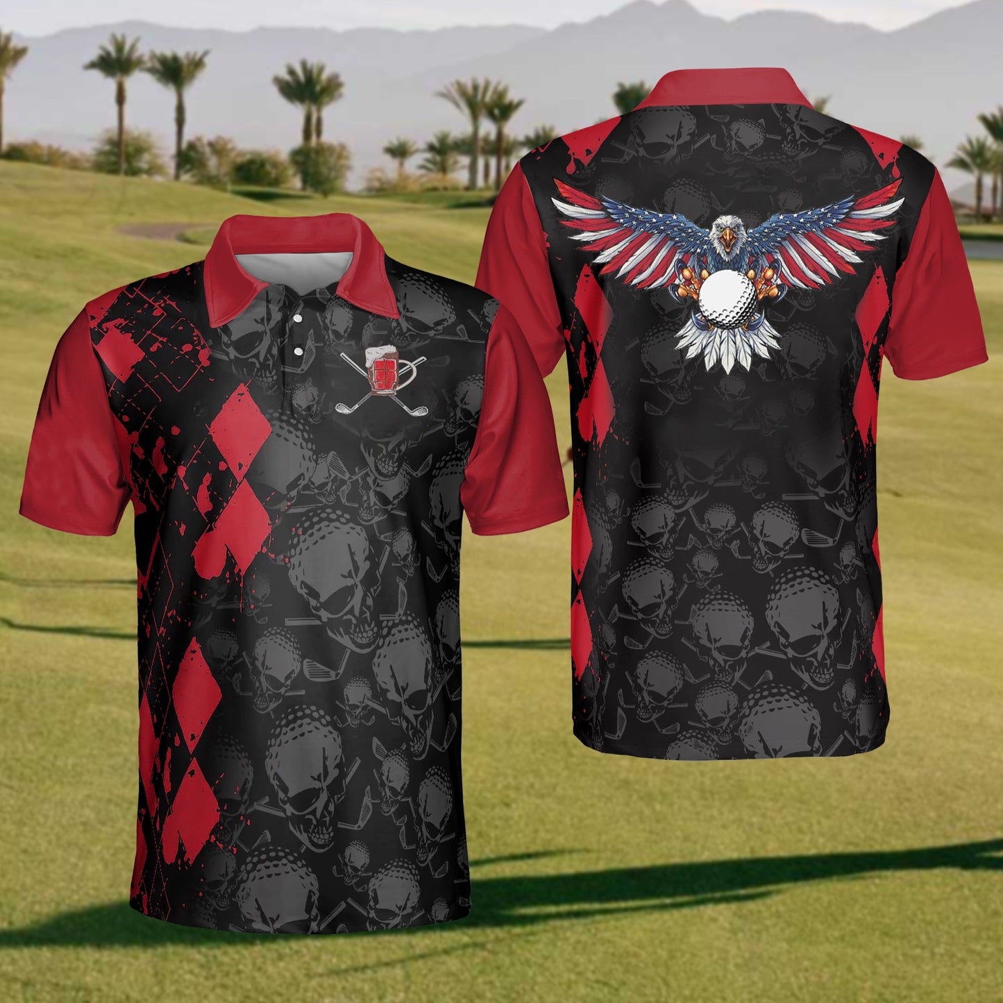 Men's Eagle and Skull Golf Shirt