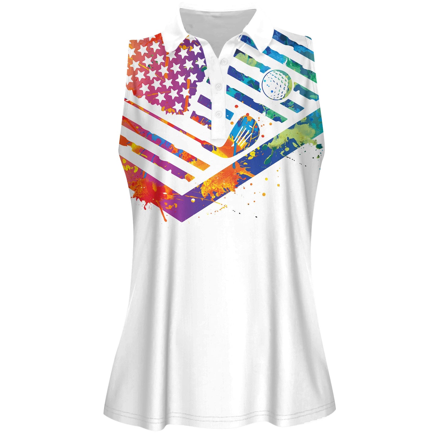 Kiss My Putt Watercolor Women Sleeveless Polo Shirt