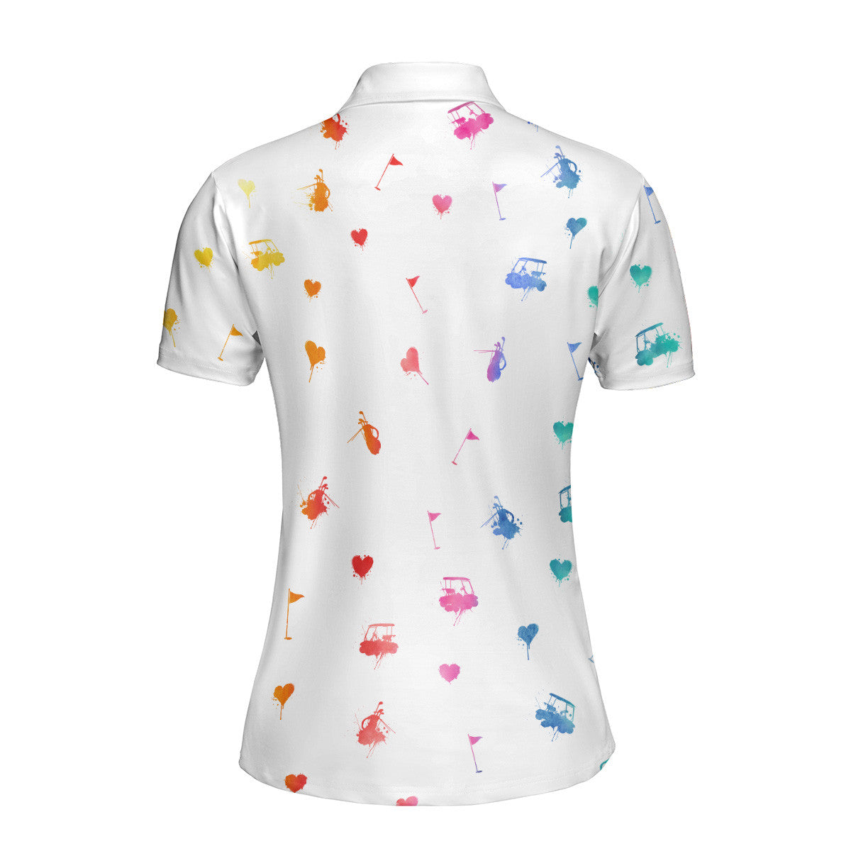 Women Golf Heart Beat Water Color Women Short Sleeve Polo Shirt, Sleeveless Polo Shirt