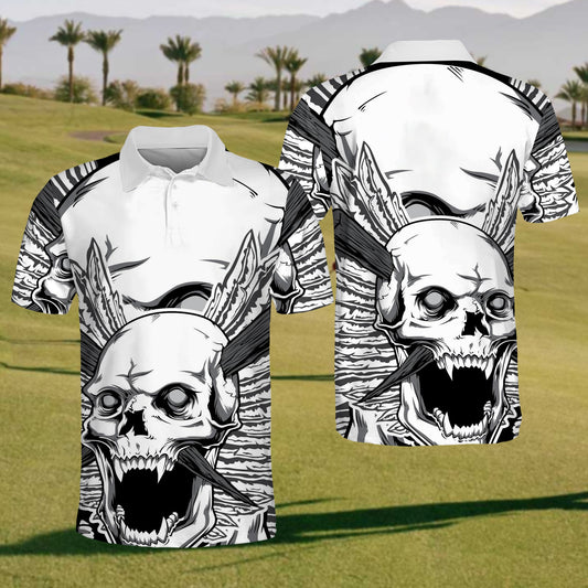 2024 Mens Funny Skull Golf Polo Shirt