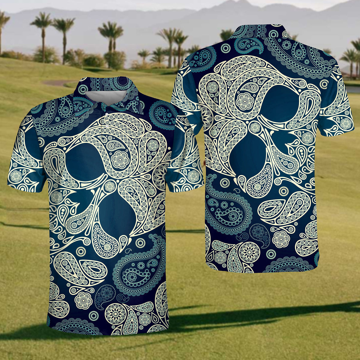 2024 Mens Skull Golf Polo Shirt