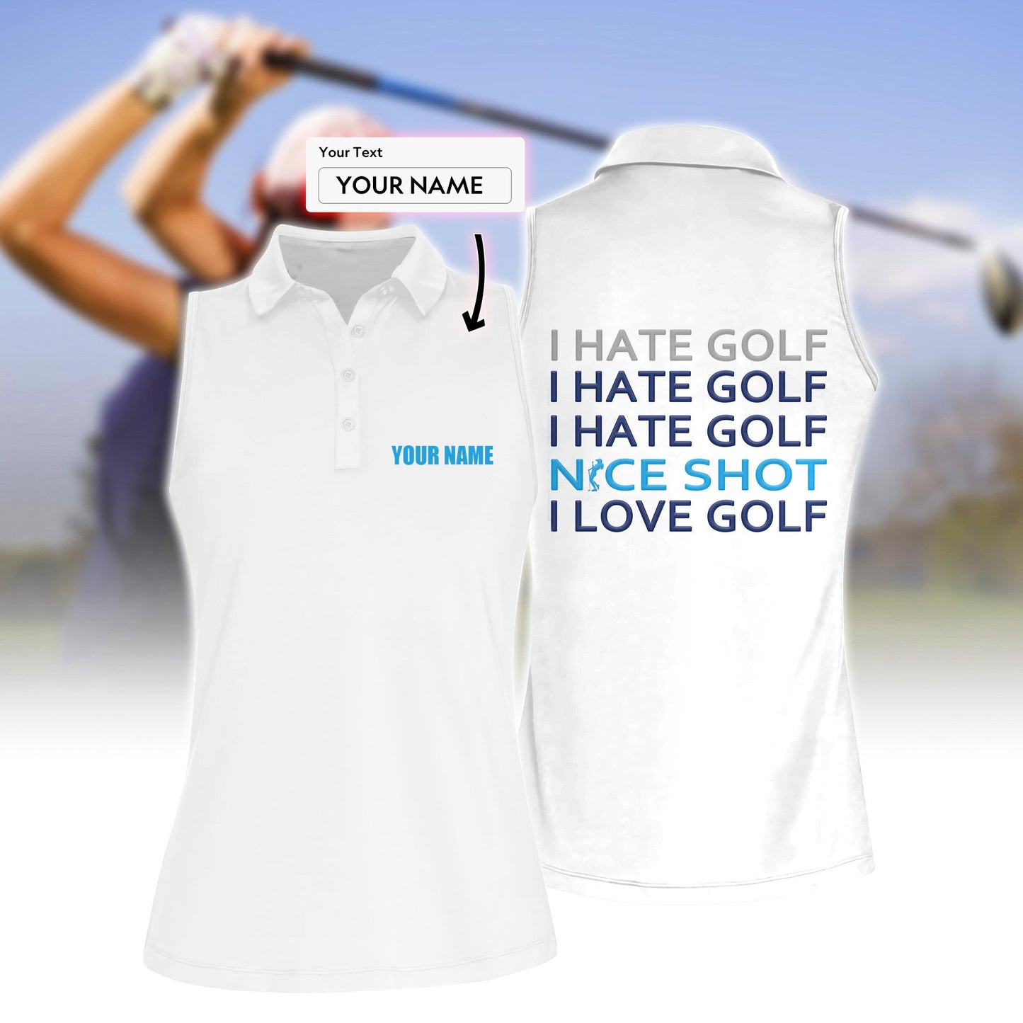 【Custom Your Name】 Women's I Love Golf Polo Shirt