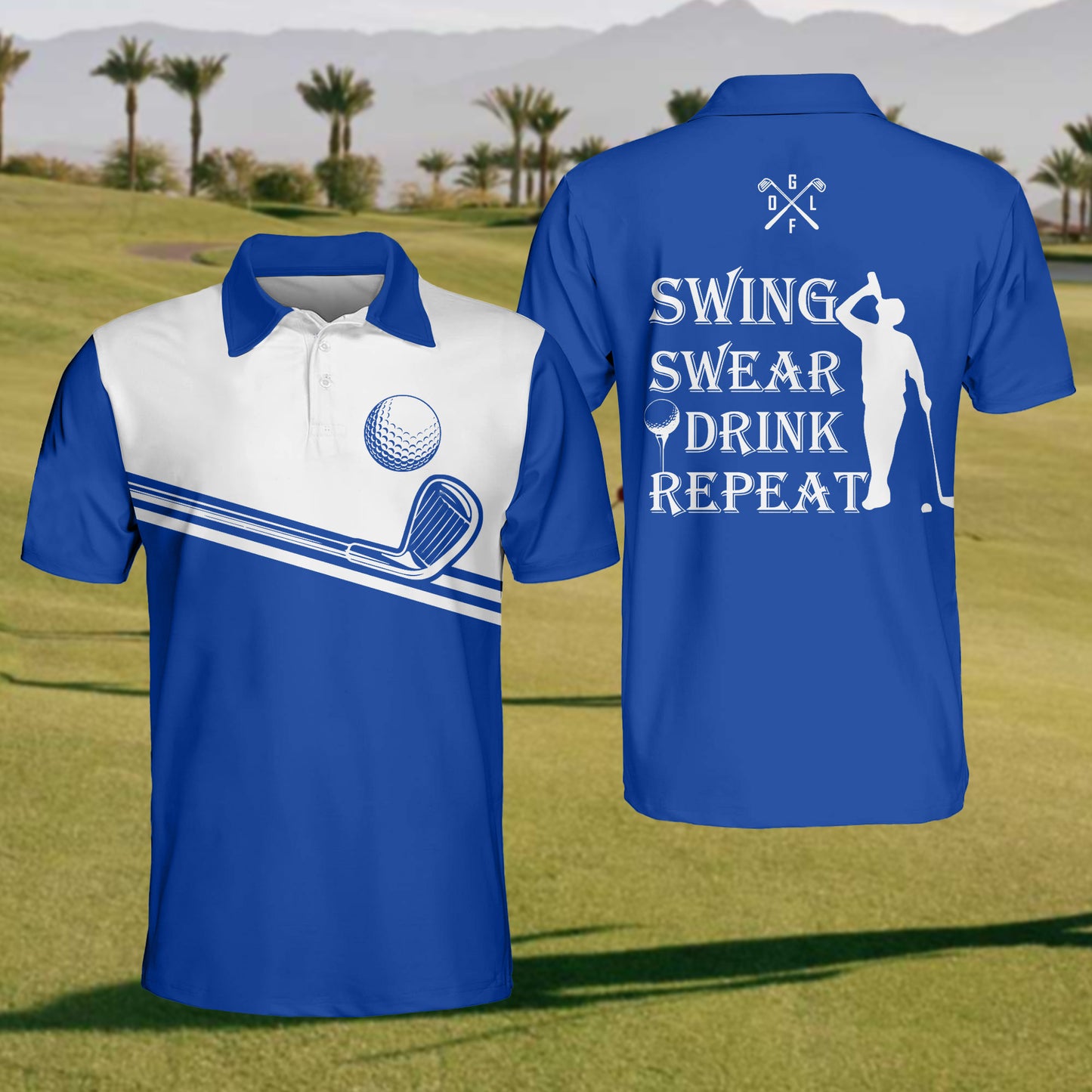 Men's Swing Swear Drink Repeat Polo Shirt