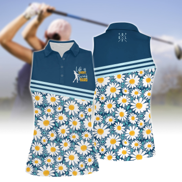 Women's Flower Golf Sleeveless Polo Shirt