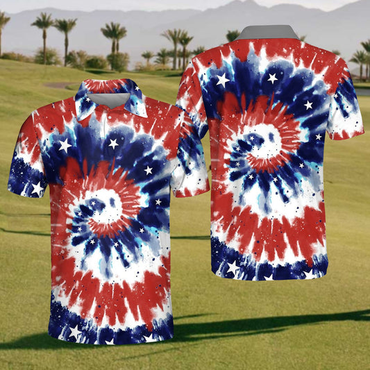 2024 Mens  Star Tie Dye Polo Shirt