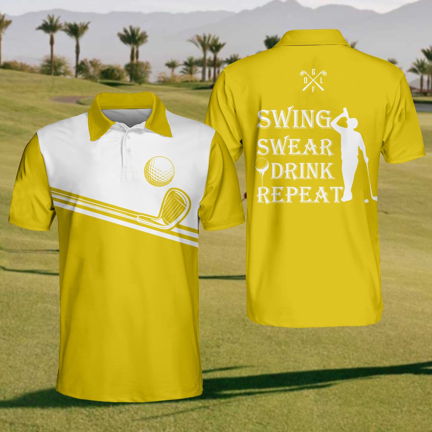 Men's Swing Swear Drink Repeat Polo Shirt