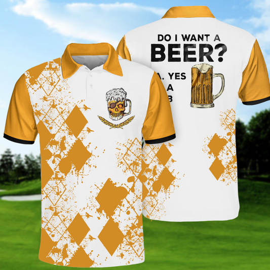 Men's Do I Want A Beer Polo Shirt