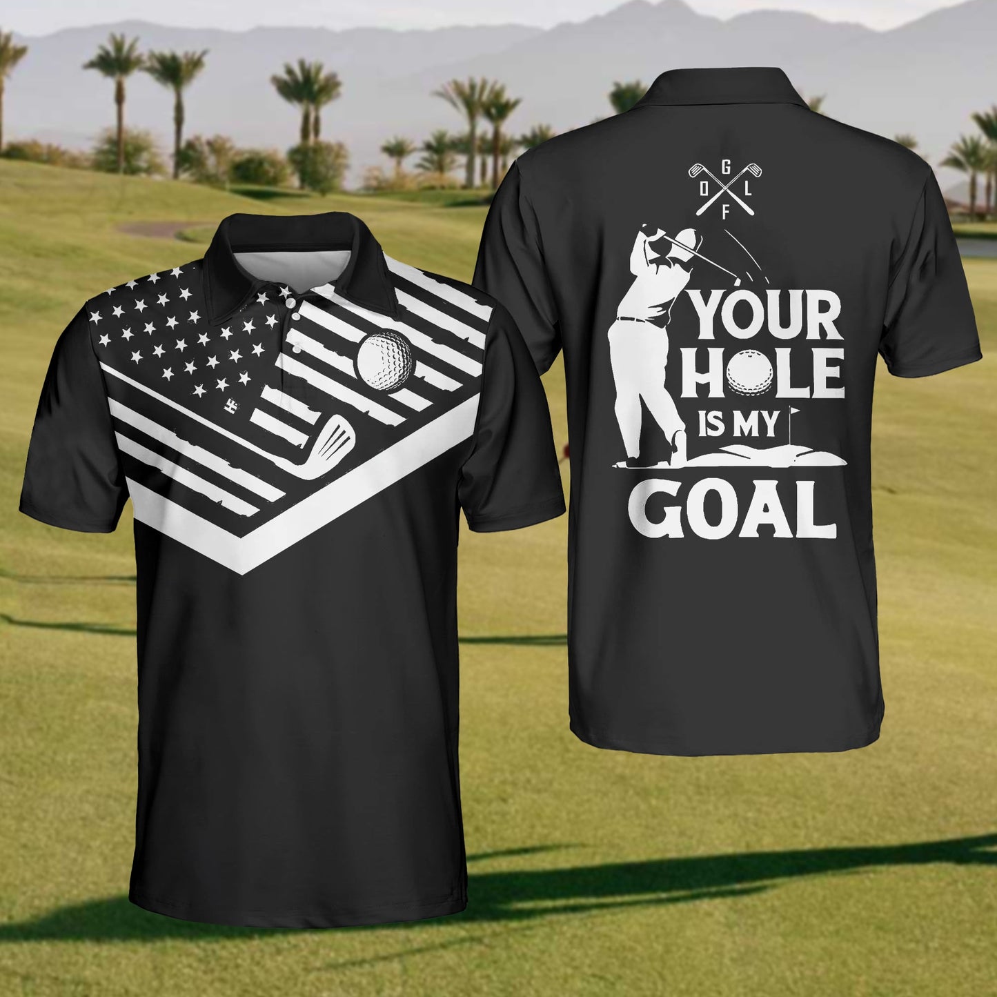 Men's your hole is my goal polo shirt