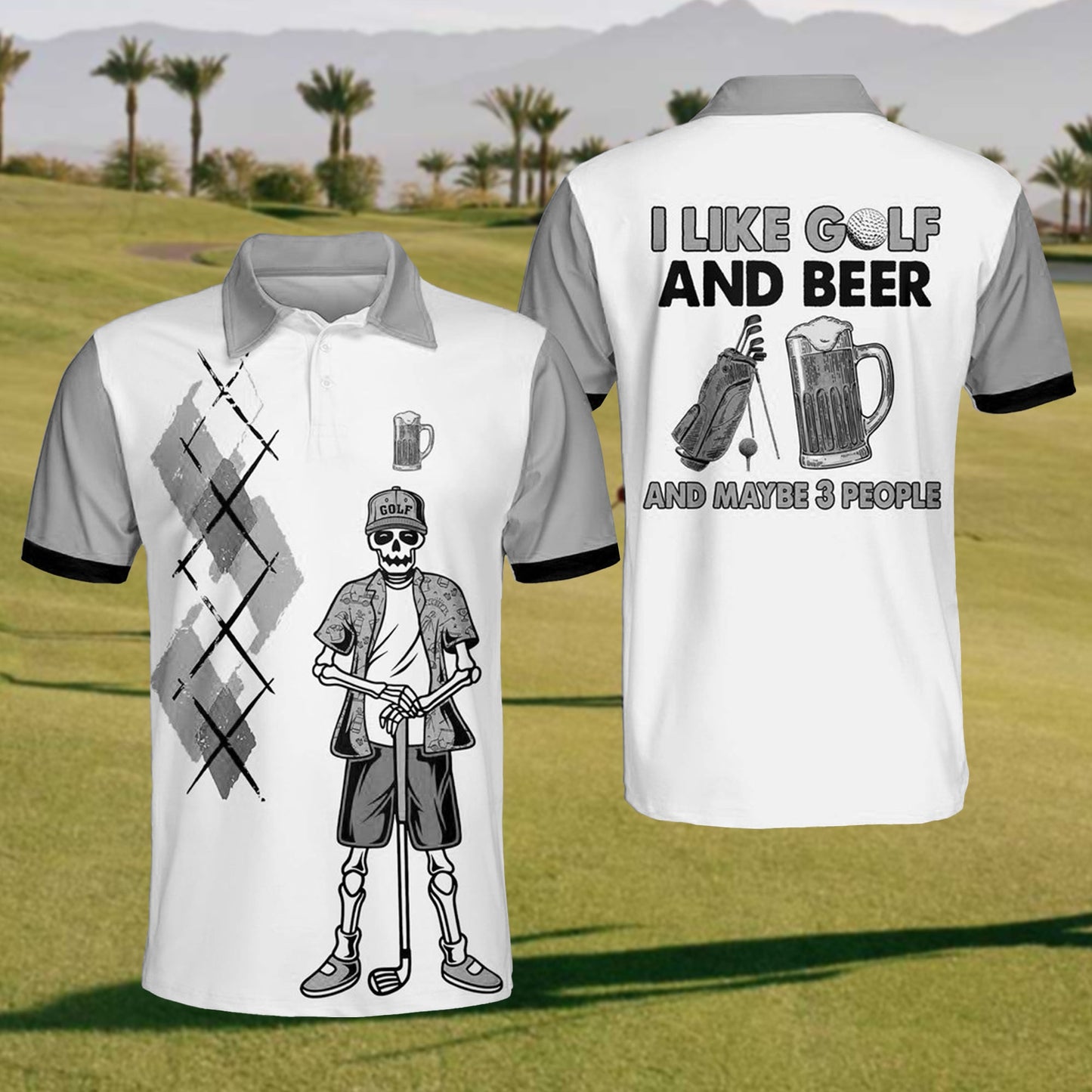 Men'S I Like Golf And Beer And Maybe 3 People Short Sleeve Shirt