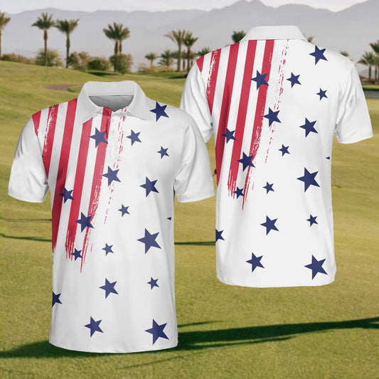 Patriotic Golf Polo For Men American Flag Golf Polo Mens