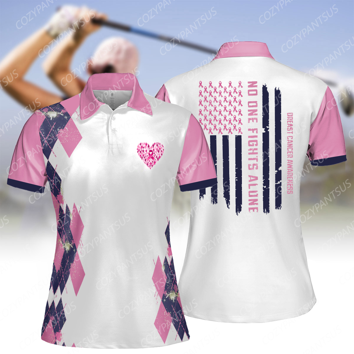 Women's Pink Ribbon Polo Shirt