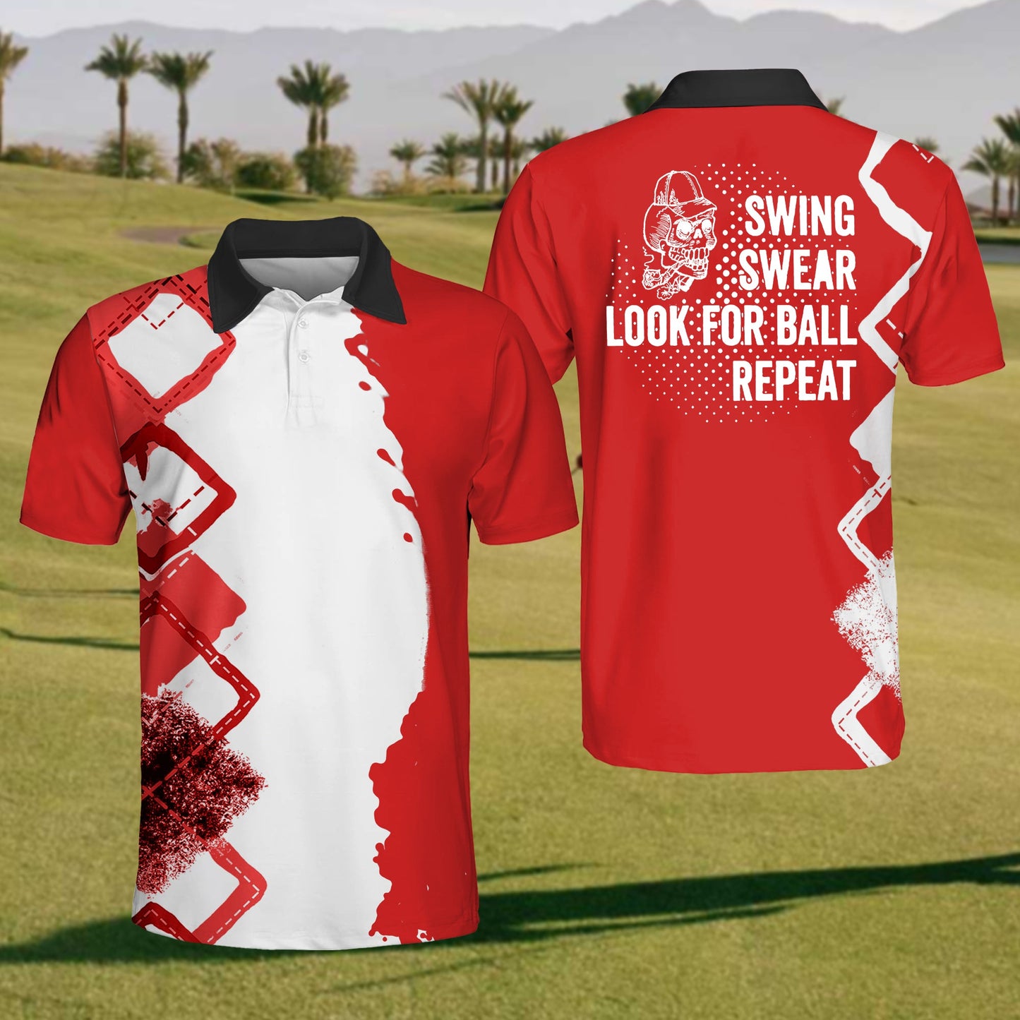 Mens Swing Swear Looking For The Ball Repeat Polo Shirt