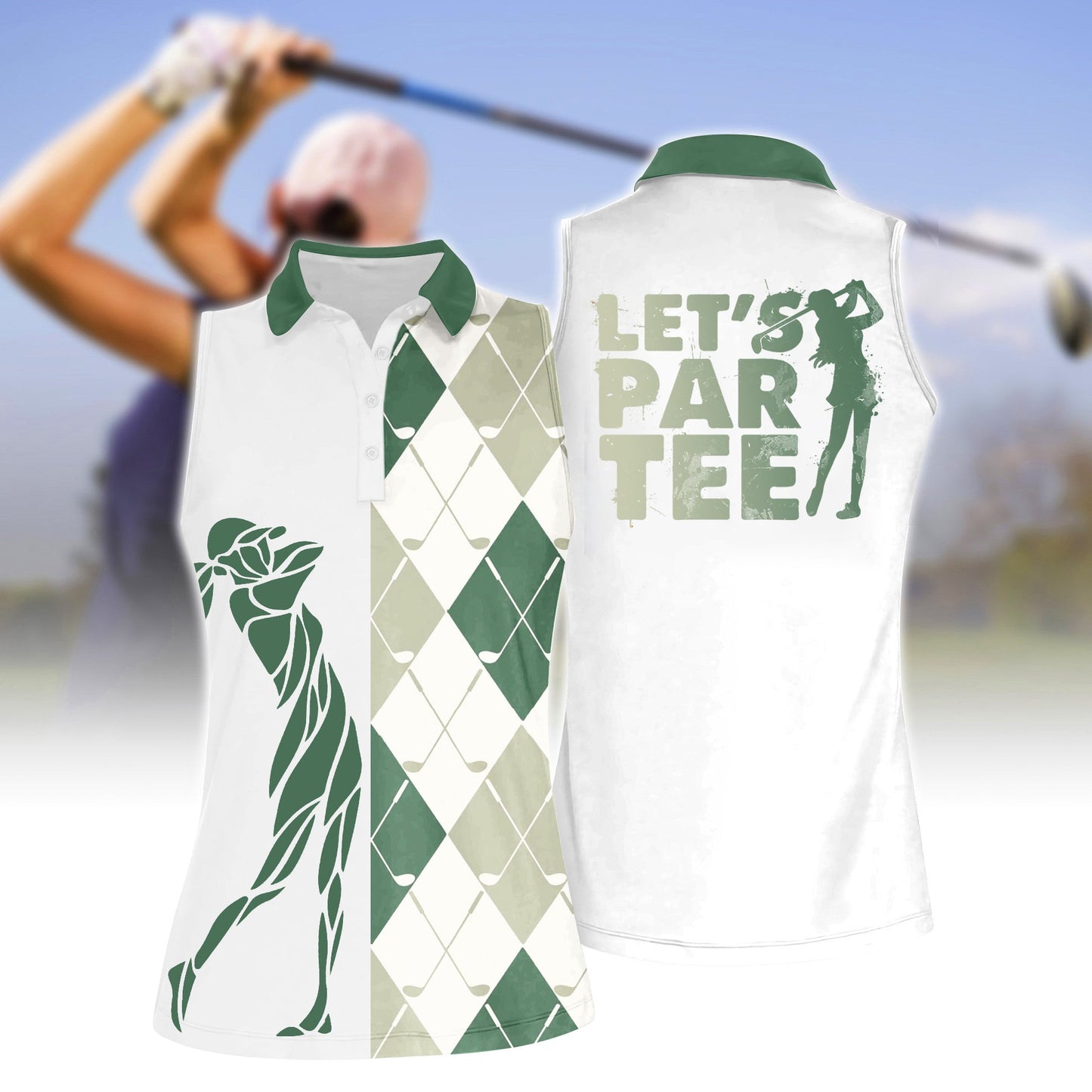 Women's ‘LET'S PAR TEE’ Golf Sleeveless Polo Shirt