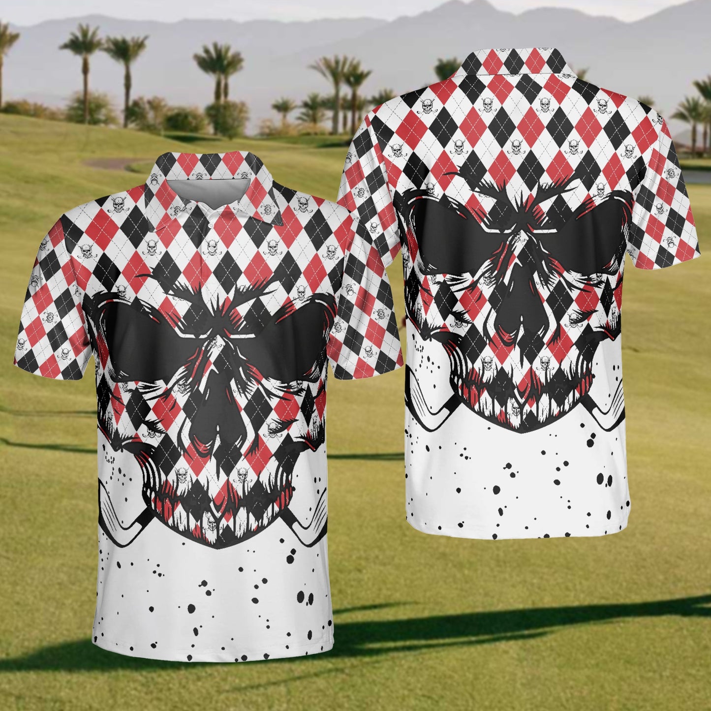 Mens Skull Polo Shirt