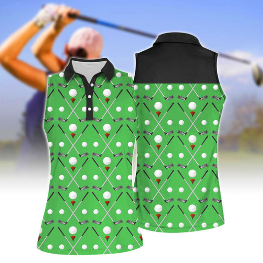 Women'S Green Golf Sleeveless Polo Shirt