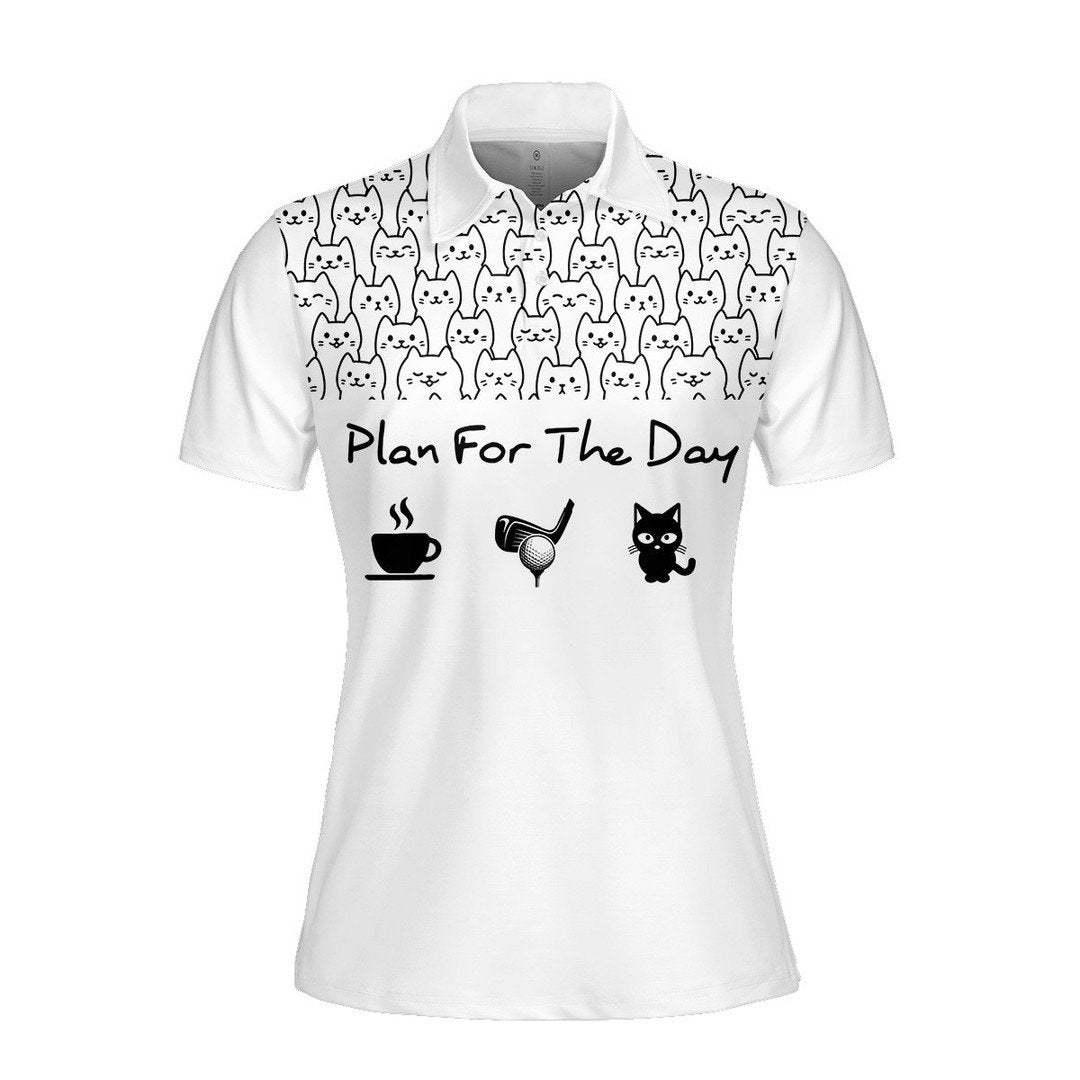 Plan For The Day Coffee Golf And Cat V2 WOMEN SHORT SLEEVE POLO SHIRT