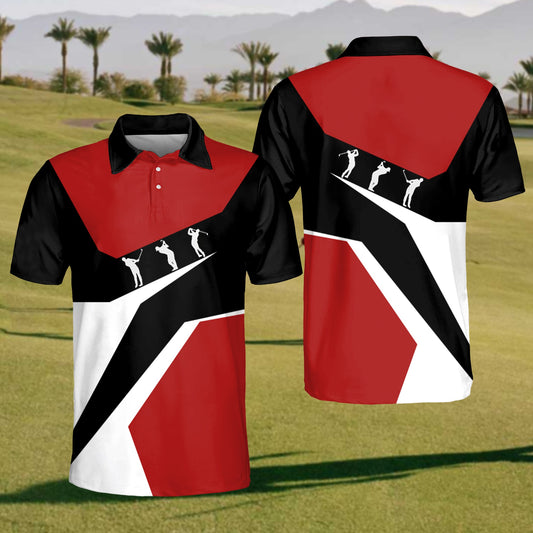 Men's Red And Black Golf Polo Shirt