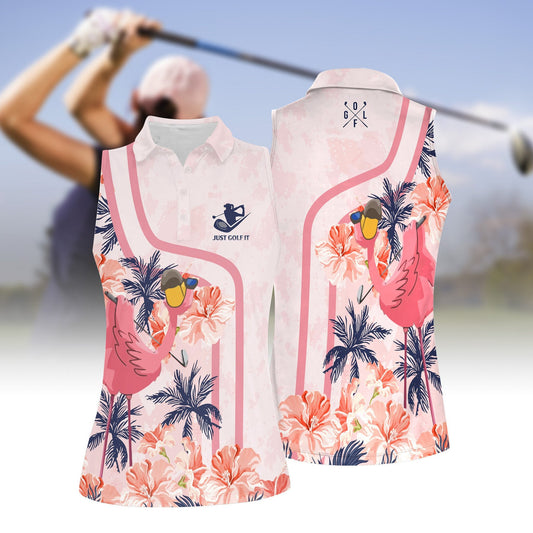 Flamingo Golf Women Sleeveless Polo Shirt