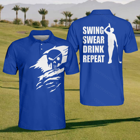 Men's Swing Swear Drink Repeat Polo Shirt