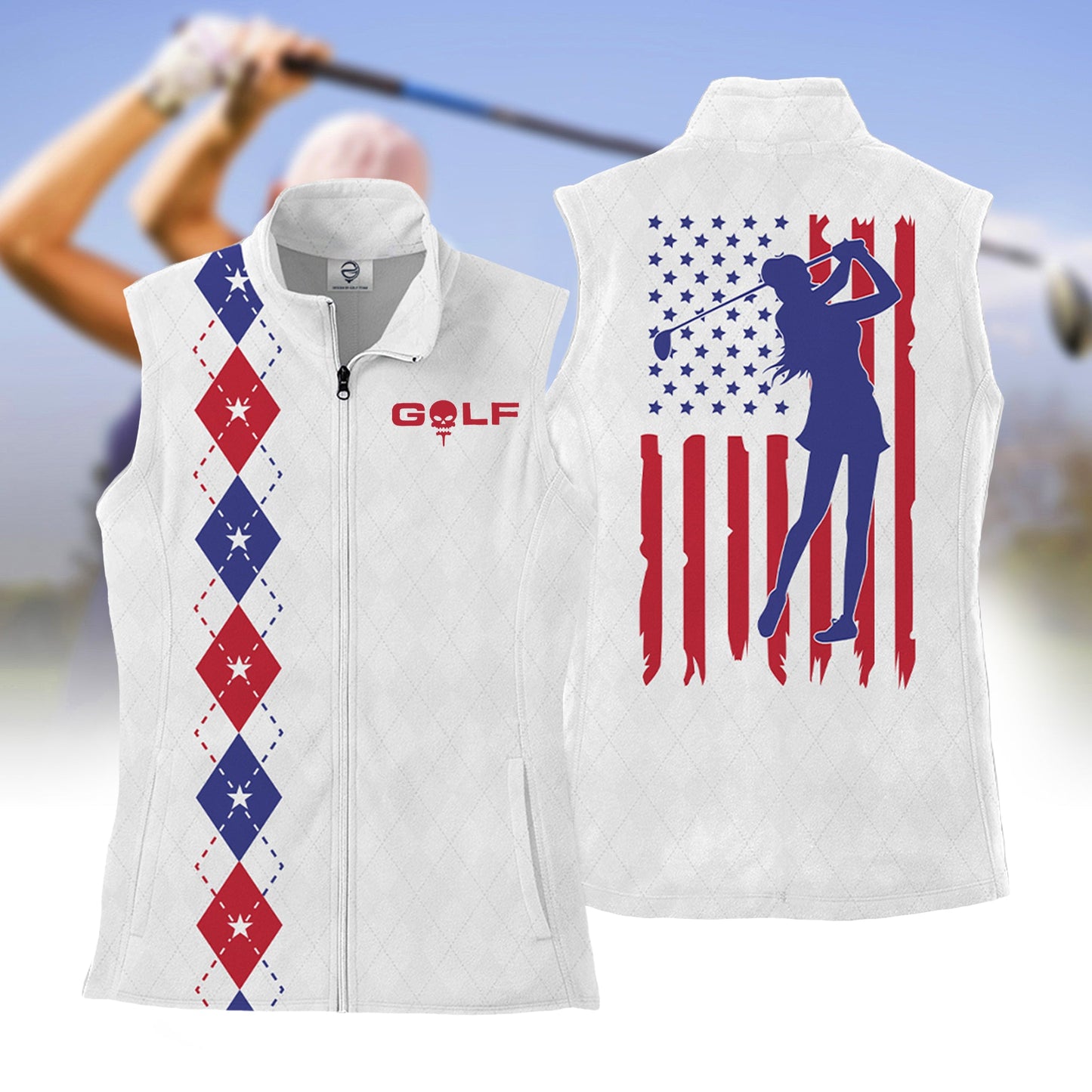 Womens Golf Polo Shirt Addicted American Flag Jacket Sleeveless Shirt For Woman