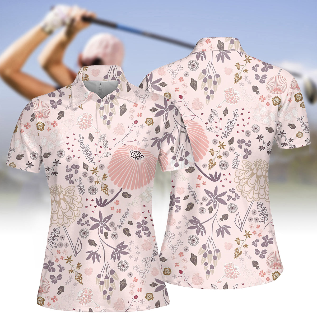 Women's Floral Short Sleeve Polo Shirt & Sleeveless Polo Shirt