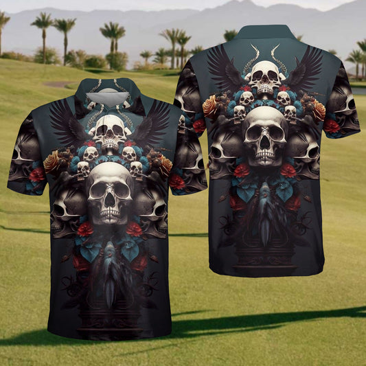 Mens Skull Polo Shirt