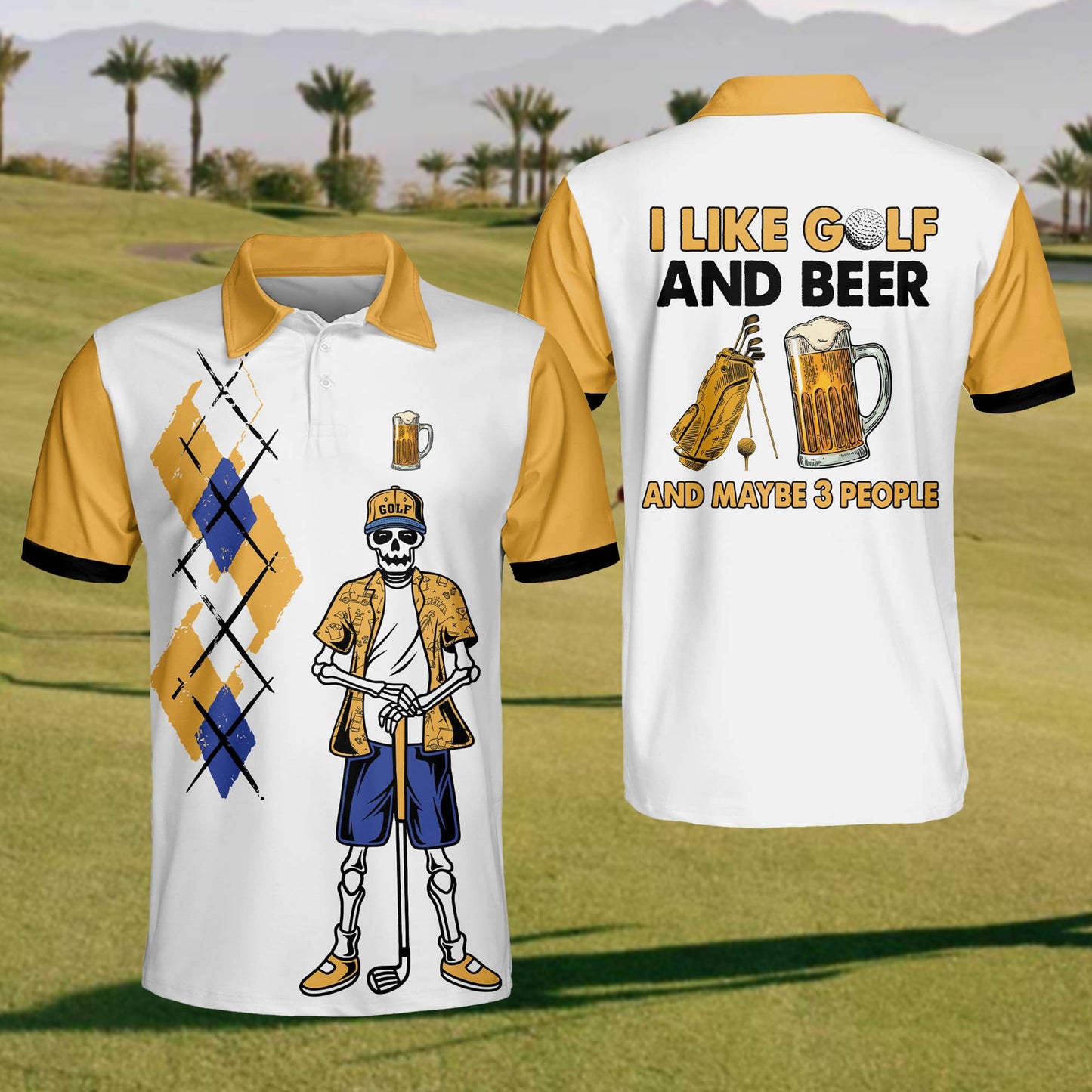 Men'S I Like Golf And Beer And Maybe 3 People Short Sleeve Shirt