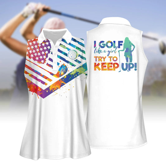 Women's Flag&Golf Girl Sleeveless Polo Shirt