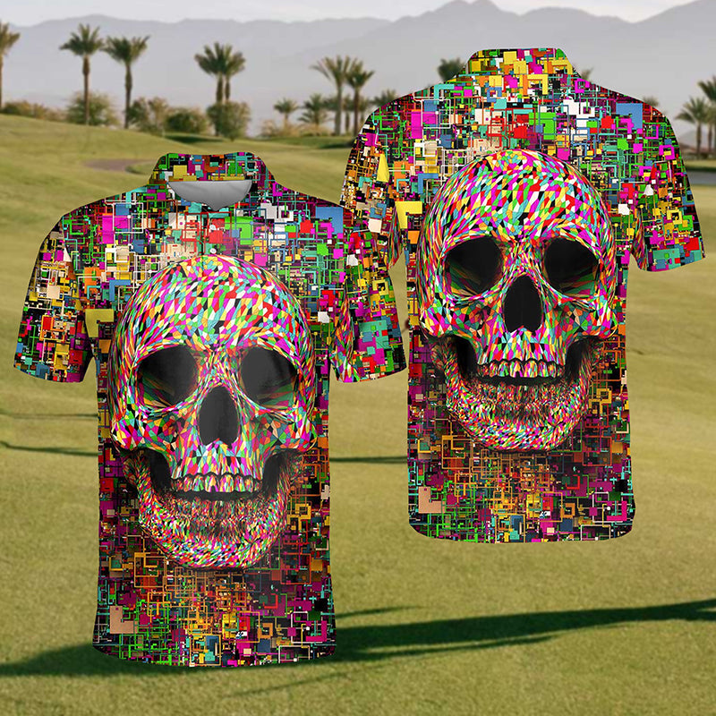 Mens Color Skull Polo Shirt