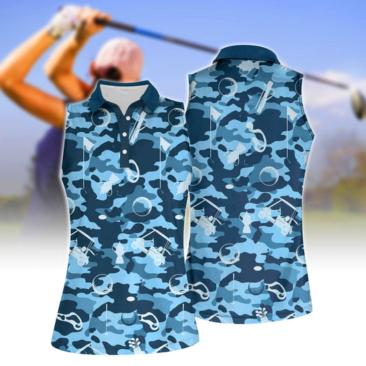 Camouflage Golf Set Women Sleeveless Polo Shirt