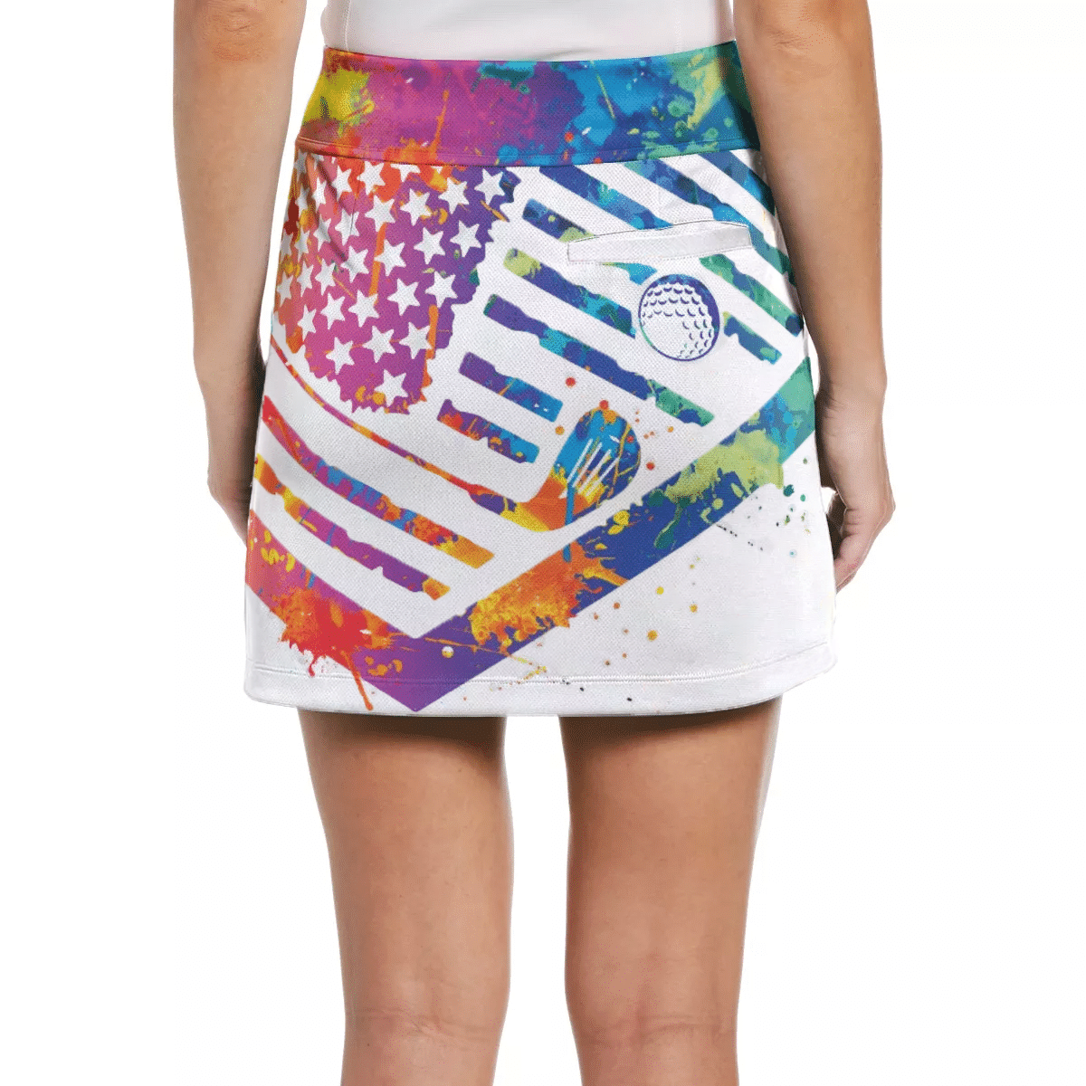 Watercolor America Flag Swing Swear Repeat Women's Golf Skirts