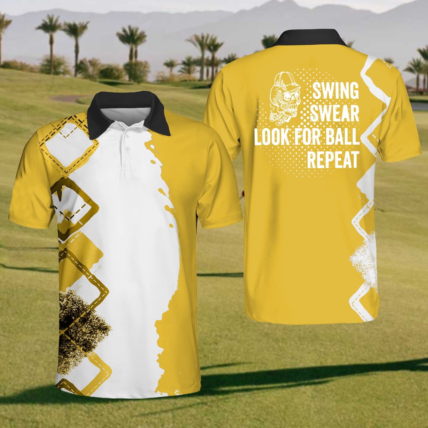 Mens Swing Swear Looking For The Ball Repeat Polo Shirt