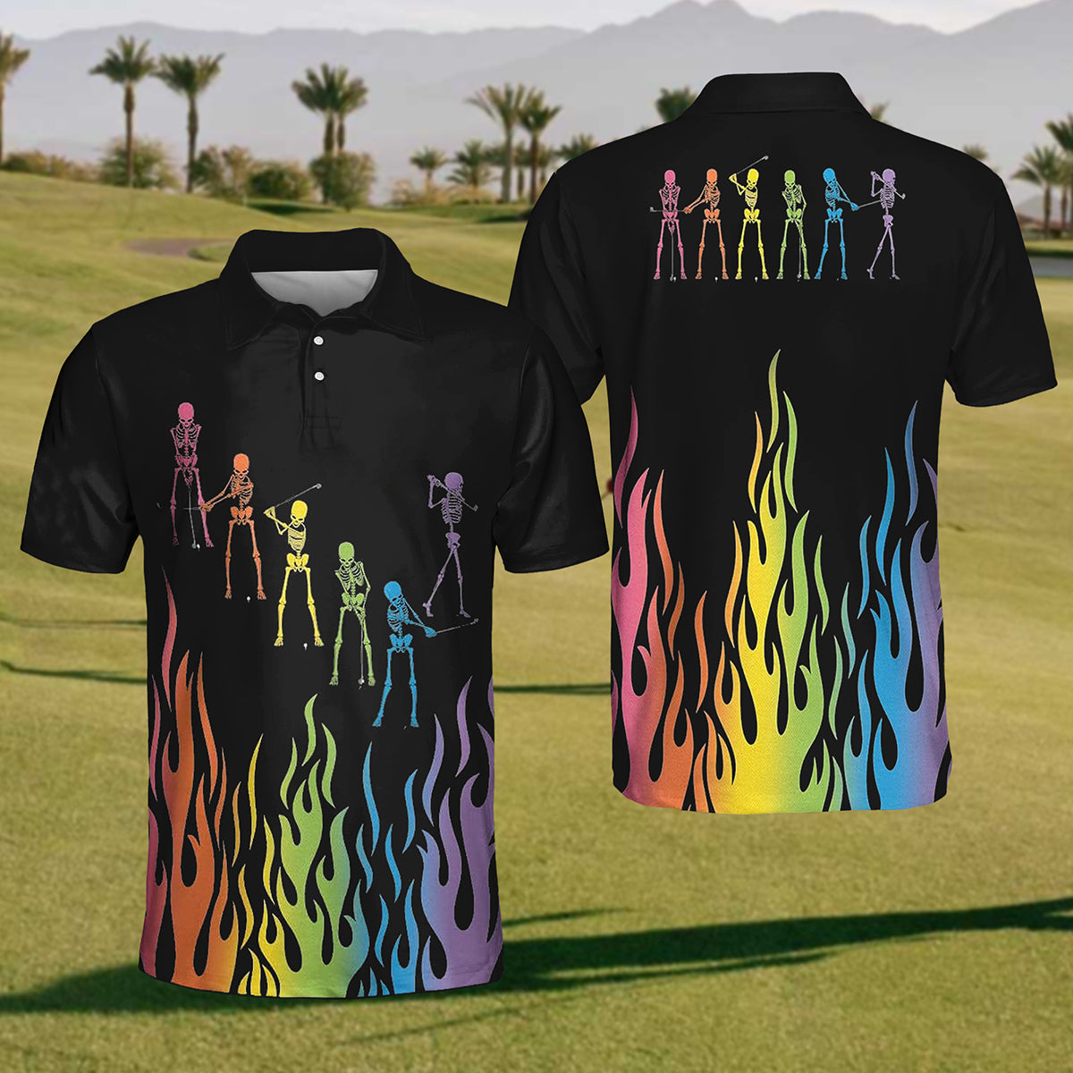 Mens Skull Golf Polo Shirt