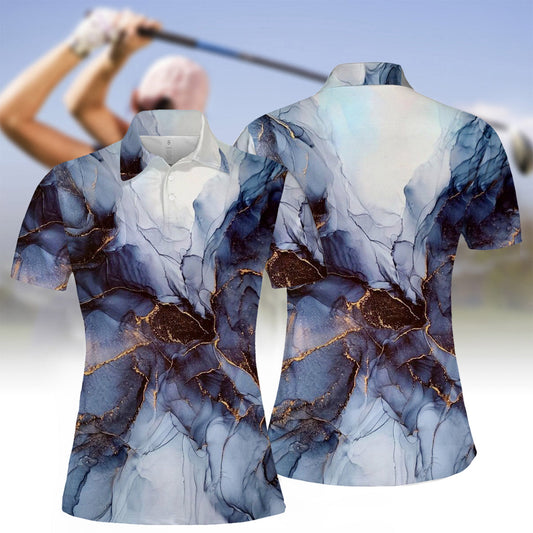 Women's Marble Print Polo Shirt