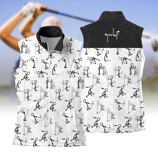 Stick Figures Playing Golf Women Jacket Sleeveless