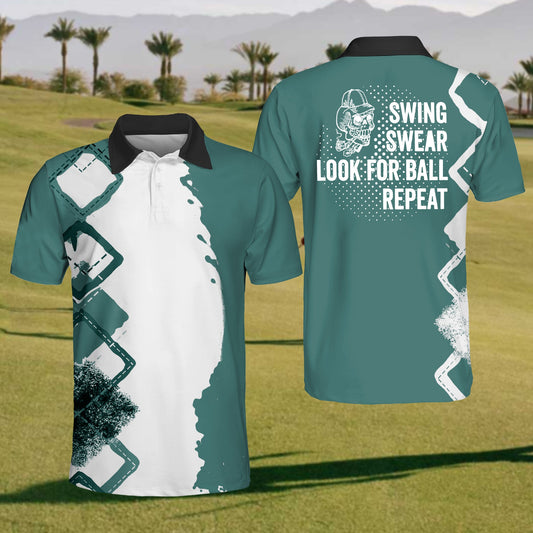 Mens Swing Swear Looking For The Ball Repeat Polo Shirt