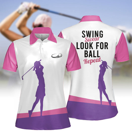 Golf Swing Swear Looking For Ball Repeat Polo Shirt For Women