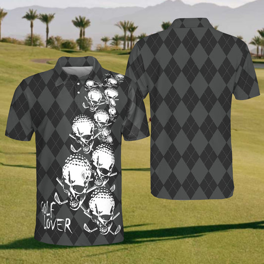 2024 Mens Funny Skull Golf Polo Shirt