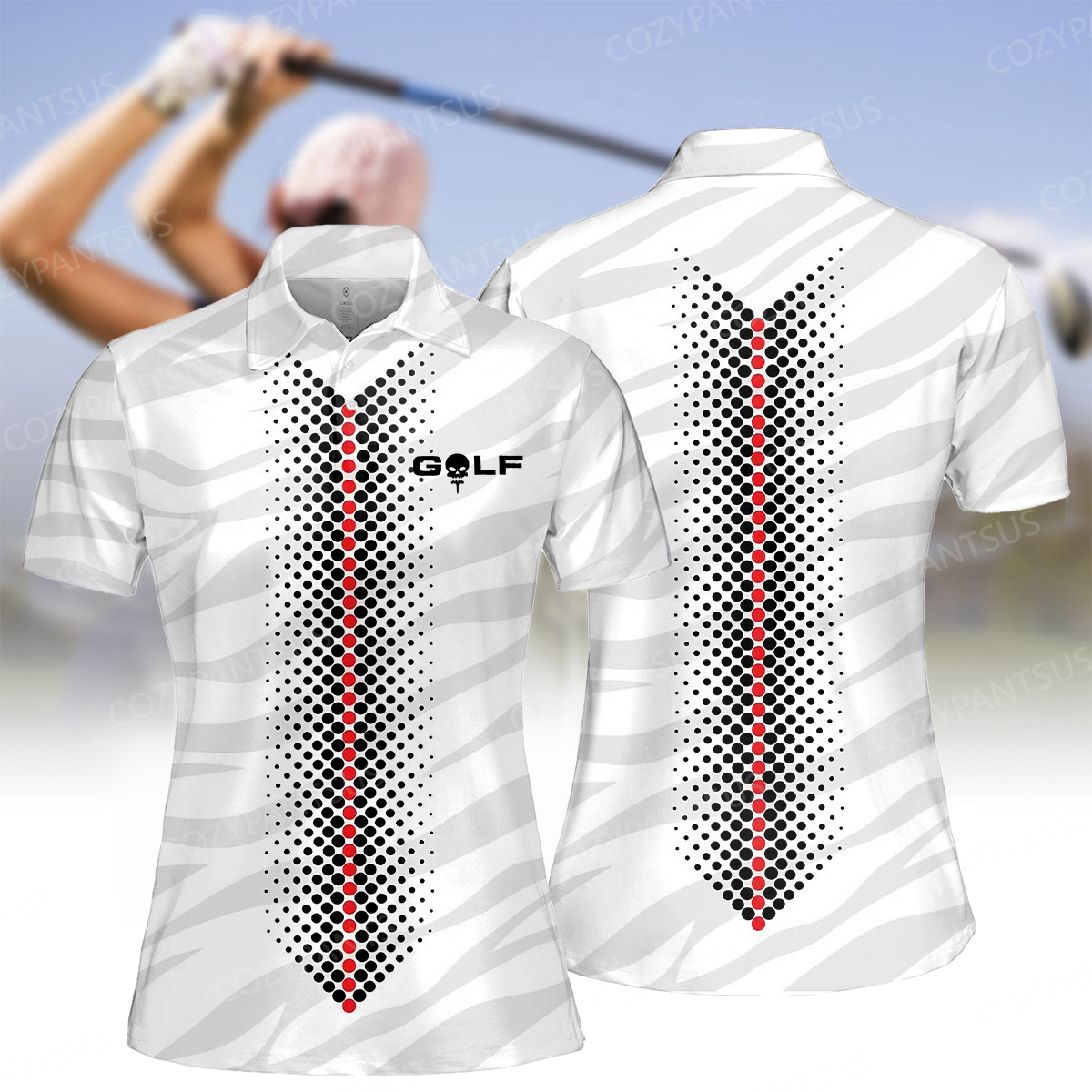 Women's golf striped polo shirt