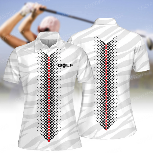 Women's golf striped polo shirt