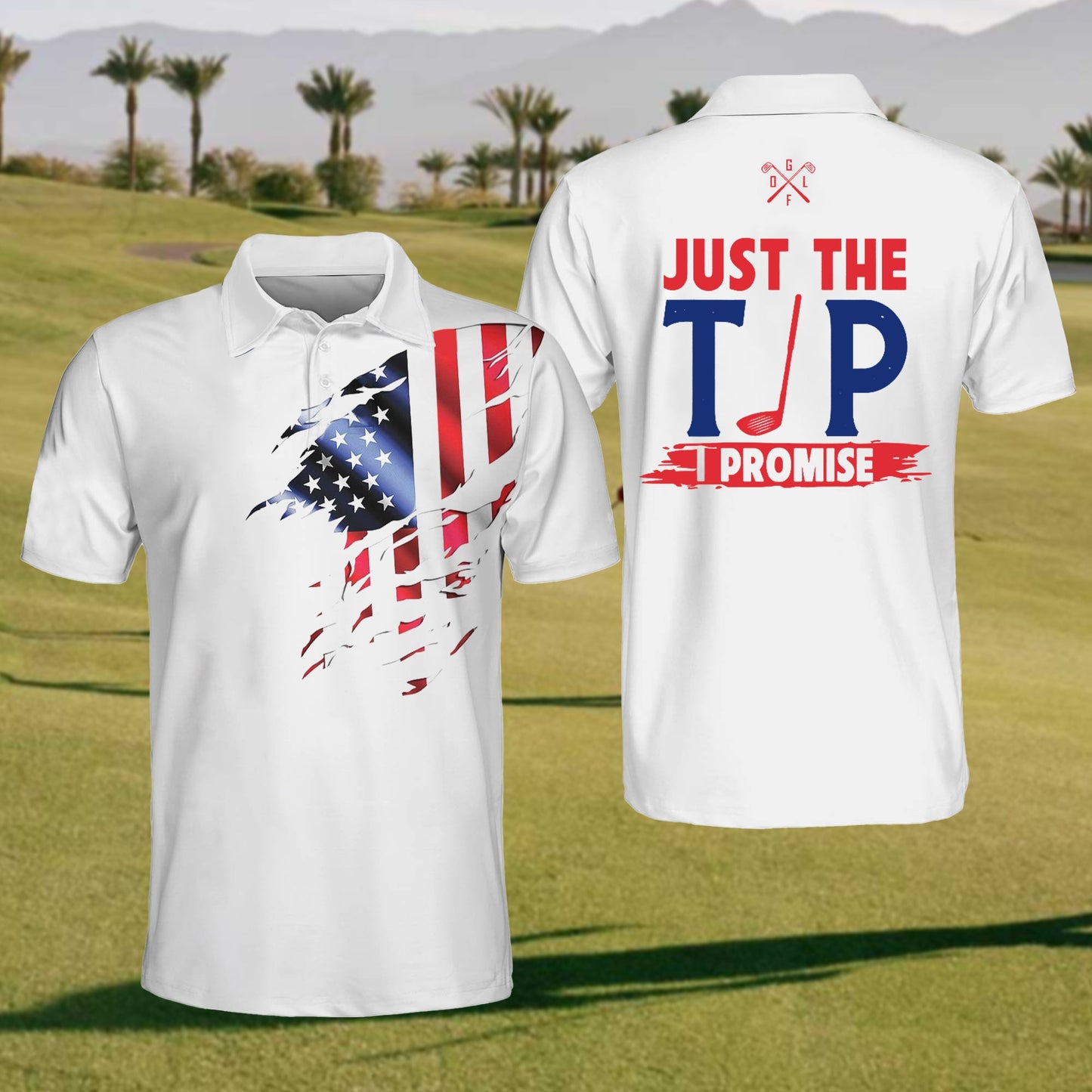 Mens Flag Print Polo Shirt