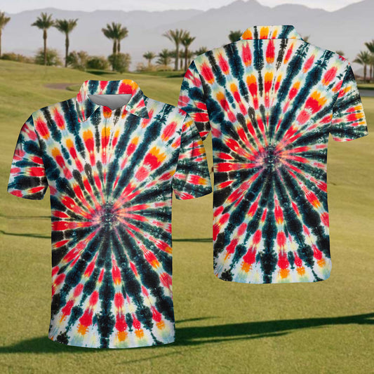 2024 Mens Tie Dye Golf Polo Shirt