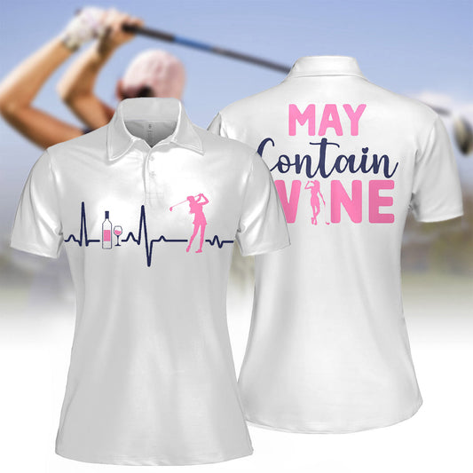 MAY CONTAIN WINE GOLF WOMEN SHORT SLEEVE POLO SHIRT