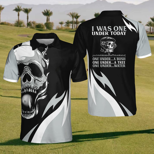 Mens Skull I was one under today polo shirt